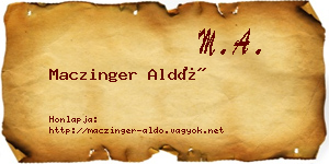 Maczinger Aldó névjegykártya